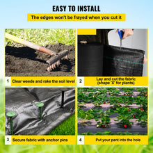 VEVOR 5.8oz Heavy Duty Weed Barrier Fabric for Garden & Landscaping