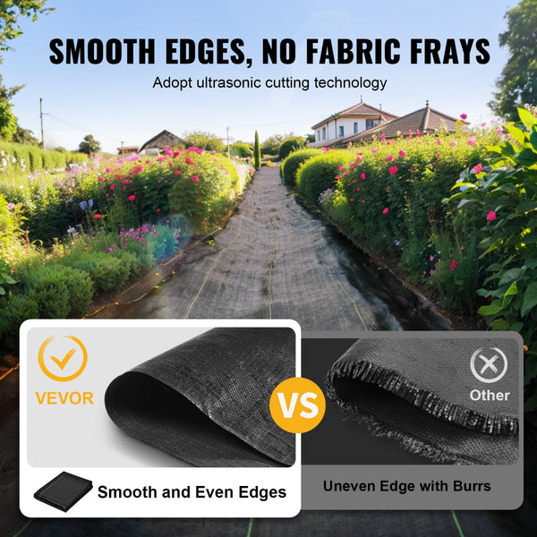 VEVOR 5.8oz Heavy Duty Weed Barrier Fabric for Garden & Landscaping